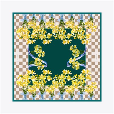 Vase Desen Exclusive İpek Twill Eşarp