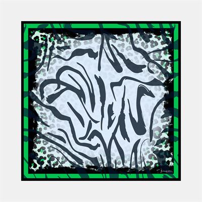 Zebra Desen İpek Twill Eşarp