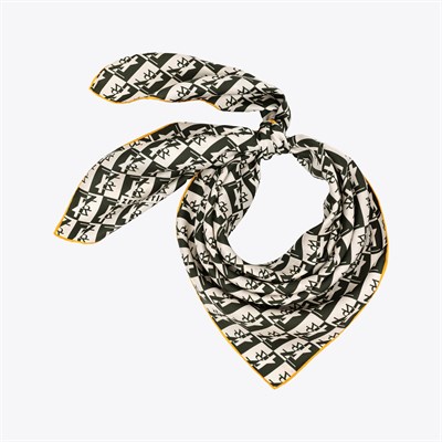 Zrf Monogram Desen İpek Twill Eşarp