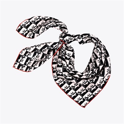 Zrf Monogram Desen İpek Twill Eşarp