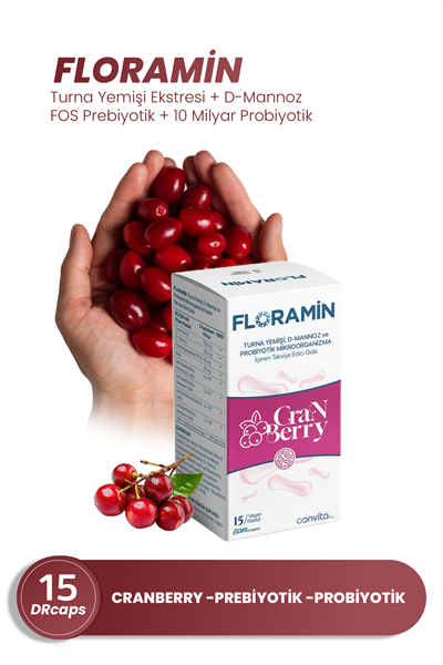FLORAMİN TURNA YEMİŞİ D-MANNOZ PREBİYOTİK VE PROBİYOTİK İÇEREN TAKVİYE EDİCİ GIDA
