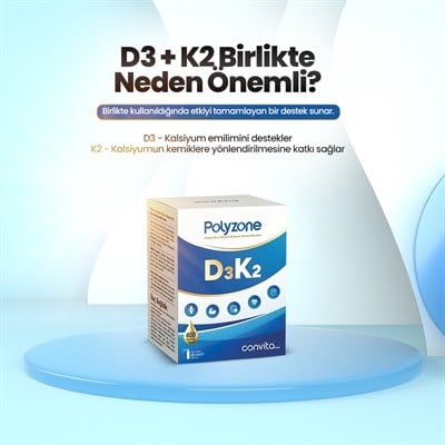 POLYZONE VİTAMİN D3 VE VİTAMİN K2 İÇEREN TAKVİYE EDİCİ GIDA 20 ML