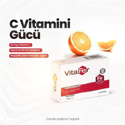 VİTAFER DEMİR VE VİTAMİN C İÇEREN TAKVİYE EDİCİ GIDA 30 KAPSÜL 