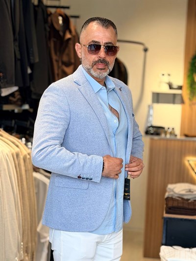 Buz Mavi Blazer Ceket Slim Fit