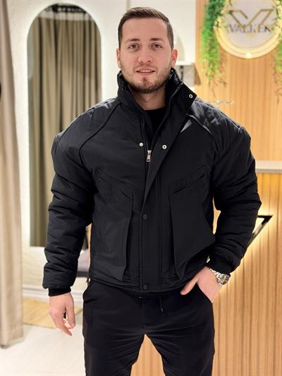 Kanguru Cep Mont Oversize Siyah