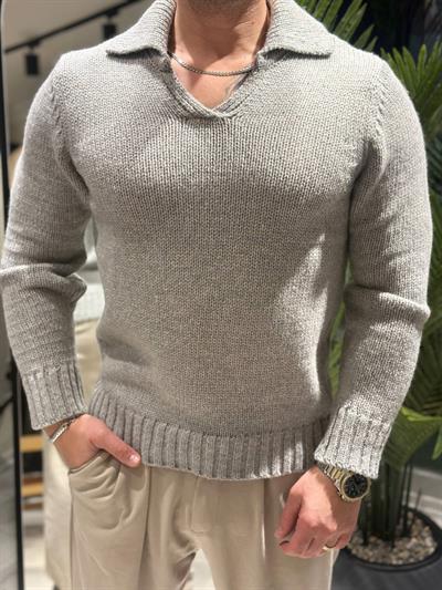 POLO YAKA KAZAK GRİ