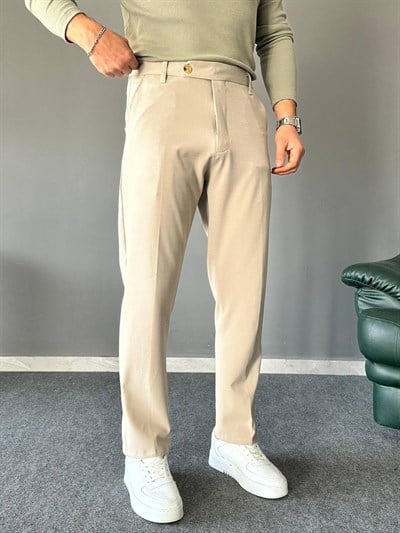 Regular Kalıp Kumaş Pantolon Bej