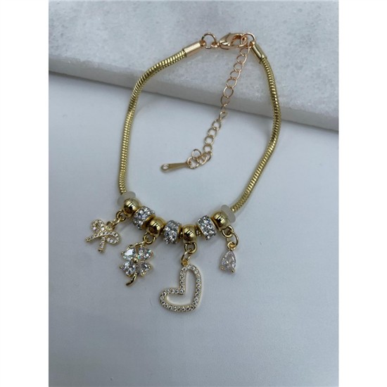 Çarmlı Çelik Bileklik Gold