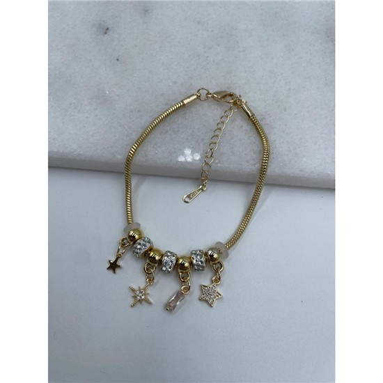 Çarmlı Çelik Bileklik Gold