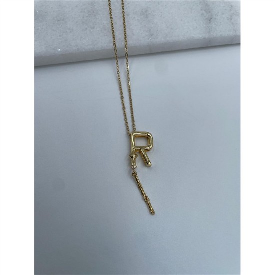 Harfli Çelik Kolye Gold