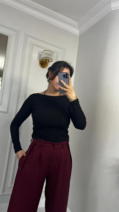 3 Düğmeli Pantolon Dabıl Kumaş Bordo