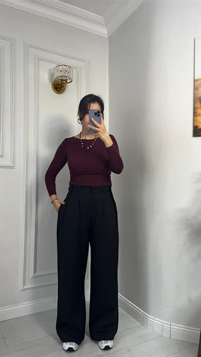 3 Düğmeli Pantolon Dabıl Kumaş Siyah