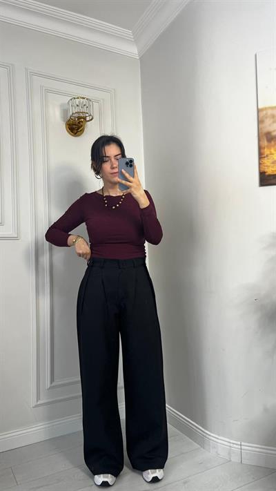 3 Düğmeli Pantolon Dabıl Kumaş Siyah