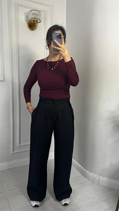 3 Düğmeli Pantolon Dabıl Kumaş Siyah