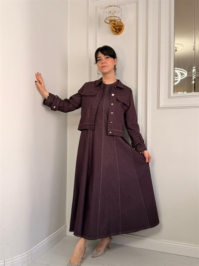 DENİM CEKETLİ ELBİSE TAKIM MÜRDÜM