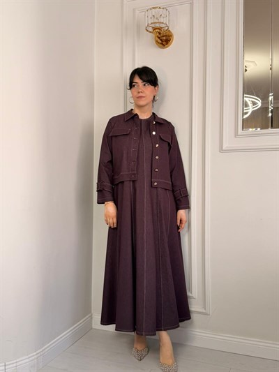 DENİM CEKETLİ ELBİSE TAKIM MÜRDÜM