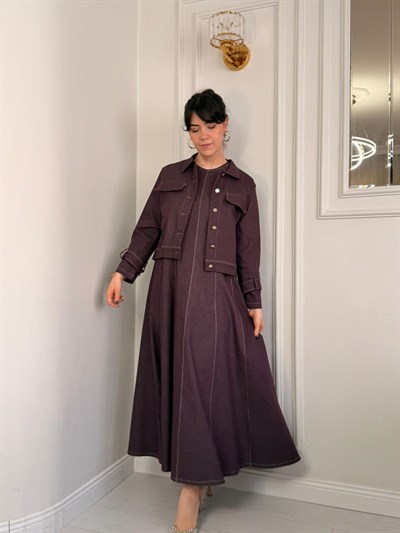 DENİM CEKETLİ ELBİSE TAKIM MÜRDÜM