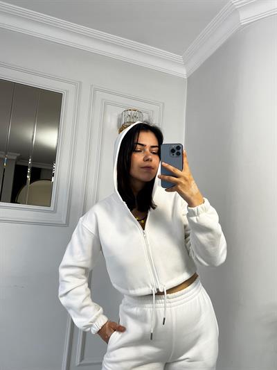 Kapsonlu 3iplik Alt Üst Takım Beyaz