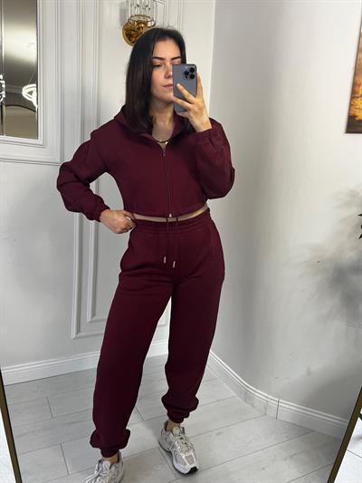 Kapsonlu 3iplik Alt Üst Takım Bordo