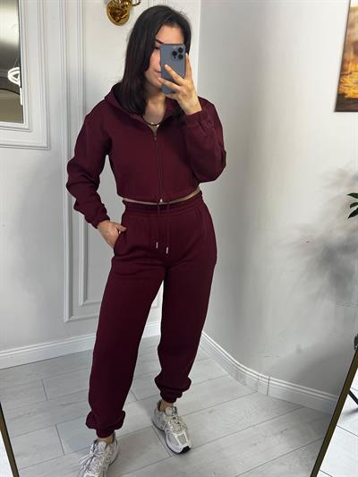 Kapsonlu 3iplik Alt Üst Takım Bordo