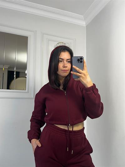 Kapsonlu 3iplik Alt Üst Takım Bordo