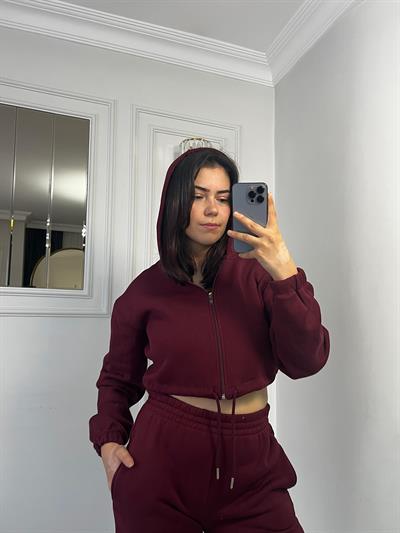 Kapsonlu 3iplik Alt Üst Takım Bordo