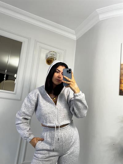 Kapsonlu 3iplik Alt Üst Takım Gri