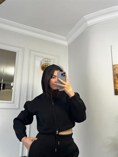 Kapsonlu 3iplik Alt Üst Takım Siyah