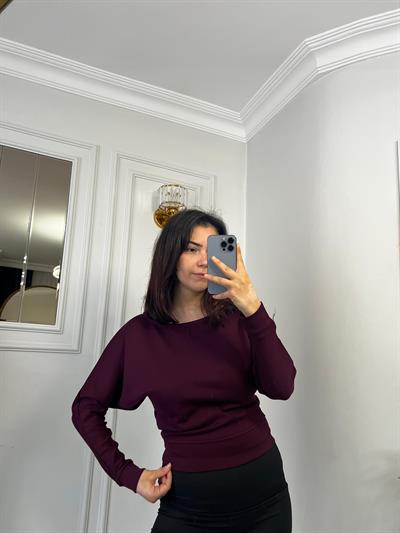 Kayık Yaka Bluz Modal Kumaş Bordo