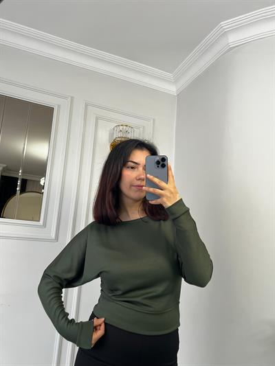 Kayık Yaka Bluz Modal Kumaş Haki
