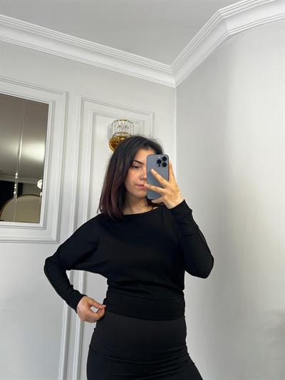 Kayık Yaka Bluz Modal Kumaş Siyah