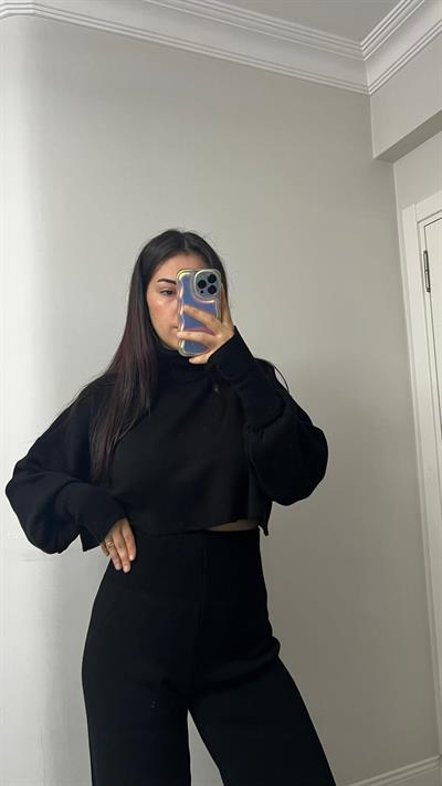 Parmak Geçmeli Alt üst Triko Takım Siyah