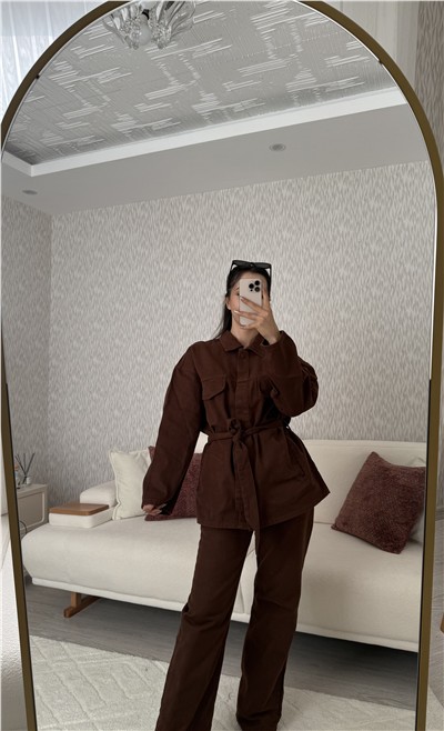 Zara Acı Kahve Kot Takım Kahverengi