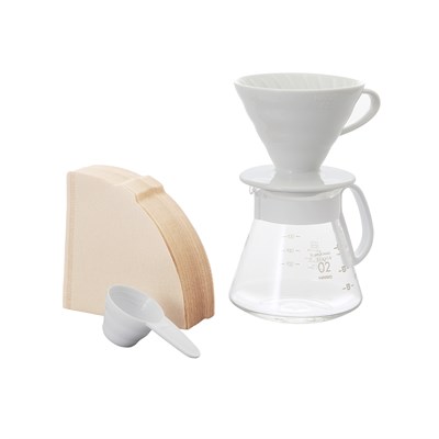 Hario V60 - 02 Beyaz Seramik Kahve Demleme Seti