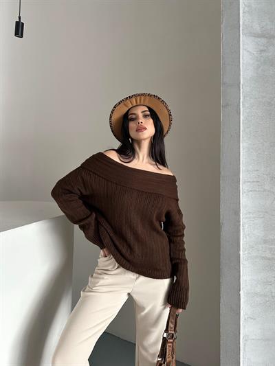 Madonna Yaka Triko Kazak Kahverengi