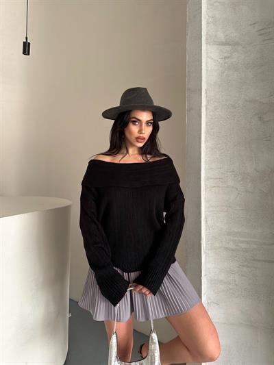 Madonna Yaka Triko Kazak Siyah