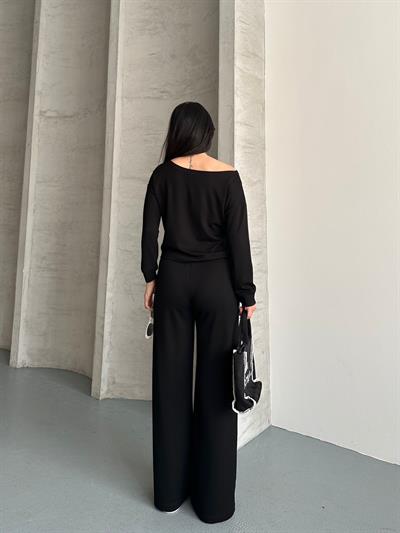 Oysh Kayık Yaka Takım Siyah