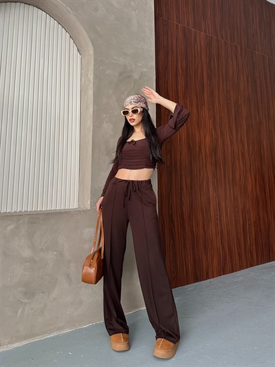 Oysho Çimalı Pantolon Kahve