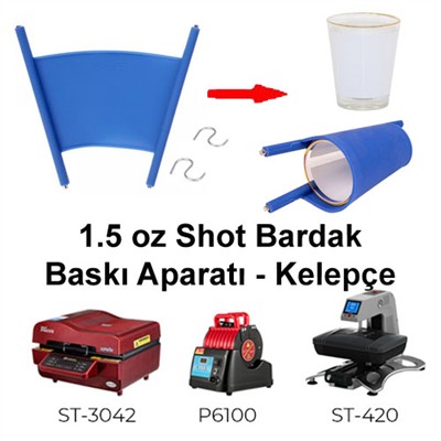 1.5 oz Kısa Shot (Tekila ) Bardağı Baskı Aparatı - P6100 Uyumlu