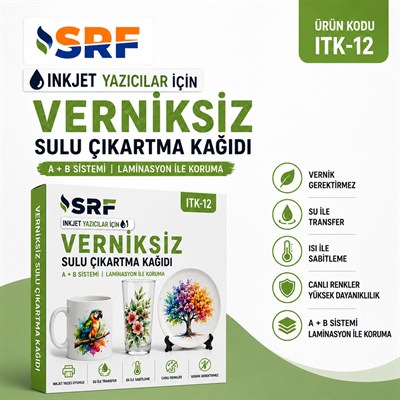 SRF Verniksiz İnkjet Şeffaf Sulu Çıkartma Kağıdı A4 (10 ADET)