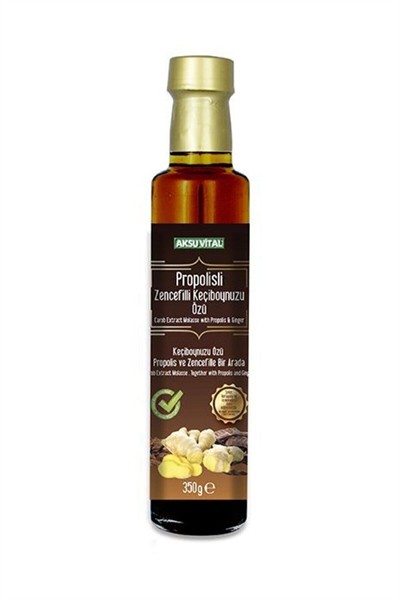 Aksuvital Propolis Zencefil - Keçiboynuzu Özü 350 gr Pekmez %100 Doğal Propolisli Harnup Özü