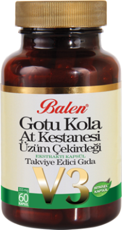 Balen V3 Gotu Kola At Kestanesi Üzüm Çekirdeği Ekstraktı 60 Kapsül
