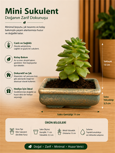 Mini Düğme Sukulent – Saksıda Canlı Dekoratif Bitki 3