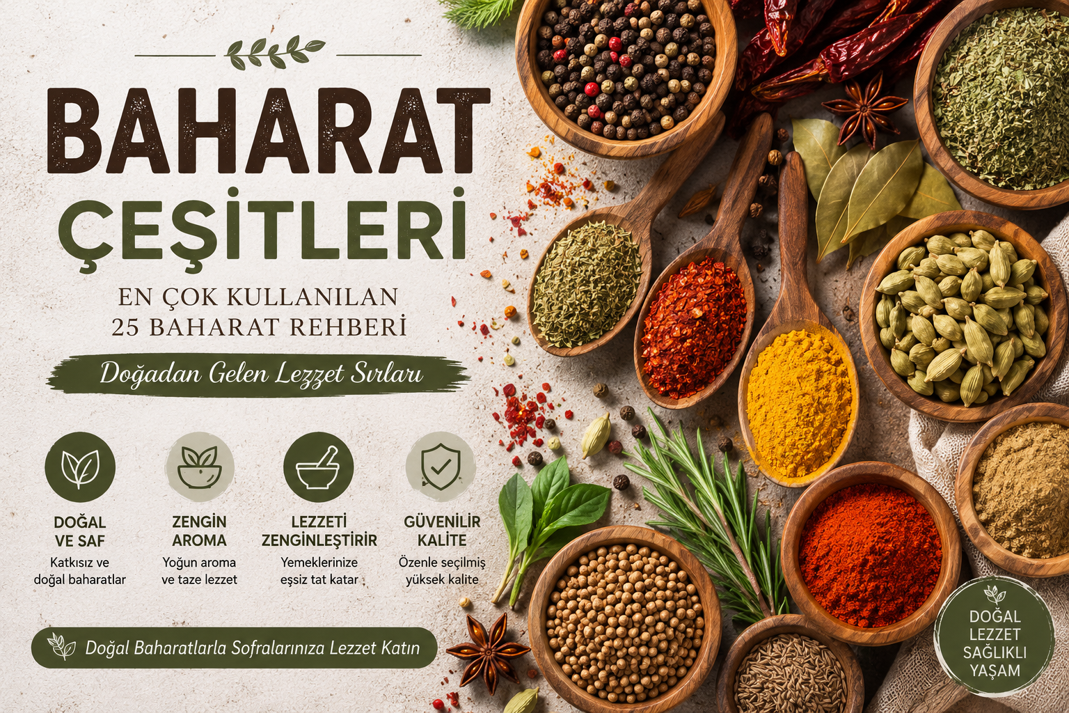 Baharat Çeşitleri Nelerdir? En Çok Kullanılan 25 Baharat Rehberi