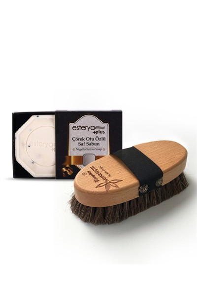 %100 Doğal At Kılı Selülit Fırçası Esterya Plus Çörek Otu Özlü Saf Sabun