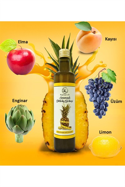 Ananas Sirkesi Detoks Etkili Ananaslı Sirke Ananaslı Detox Sirkesi Organik Sirke Vinegar 3x500 Ml.