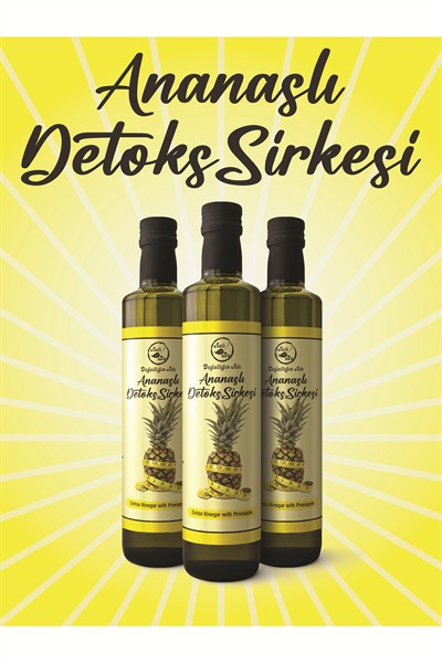 Ananas Sirkesi Detoks Etkili Ananaslı Sirke Ananaslı Detox Sirkesi Organik Sirke Vinegar 3x500 Ml.