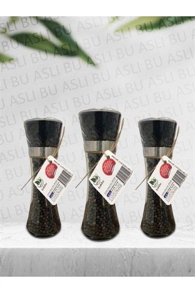 Karabiber 90 Gr + Cam Değirmen Öğütücü 3lü Cam Karabiber Değir.