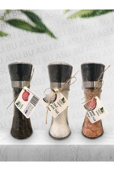 Karabiber Himalaya Tuzu 3lü Değirmenli Öğütücülü Set 3lü Set