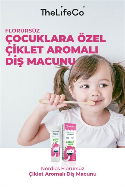 Nordics Florürsüz Doğal Çocuk Diş Macunu Çiklet Aromalı 50 ml